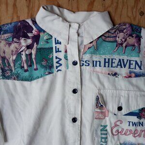 Vintage Tap & Co. Pigs Sheep Farm Western Button Shirt